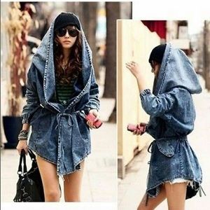 Oversized Denim jacket with hood